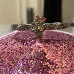 VINTAGE BETSEY JOHNSON Silver Skull Bracelet with 🎀